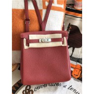 Hermes Kelly Ado PM Backpack Togo Leather WAX In Wine Silver-Metal High