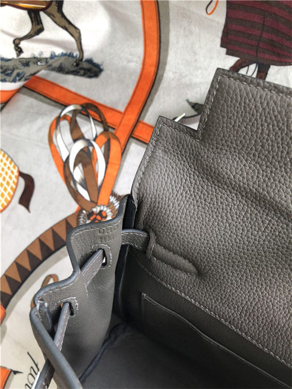 Hermes Kelly Ado PM Backpack Togo Leather WAX In Tin Grey Silver-Metal High