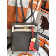 Hermes Kelly Ado PM Backpack Togo Leather WAX In Tin Grey Gold-Metal High