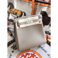 Hermes Kelly Ado PM Backpack Togo Leather WAX In Gris Asphalte Silver-Metal High