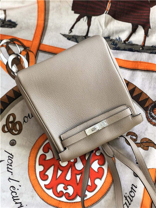 Hermes Kelly Ado PM Backpack Togo Leather WAX In Gris Asphalte Silver-Metal High