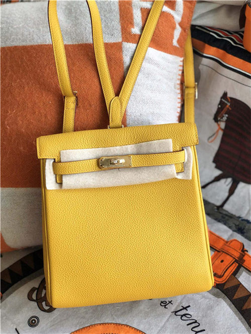 Hermes Kelly Ado PM Backpack Togo Leather WAX In Yellow Gold-Metal High