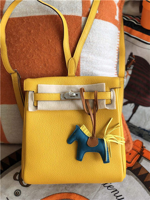 Hermes Kelly Ado PM Backpack Togo Leather WAX In Yellow Silver-Metal High