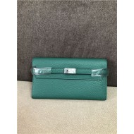 Hermes Kelly Classic Wallet Calfskin In Dk-Green High