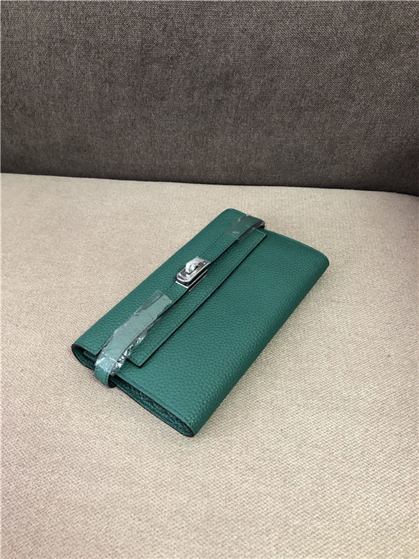 Hermes Kelly Classic Wallet Calfskin In Dk-Green High