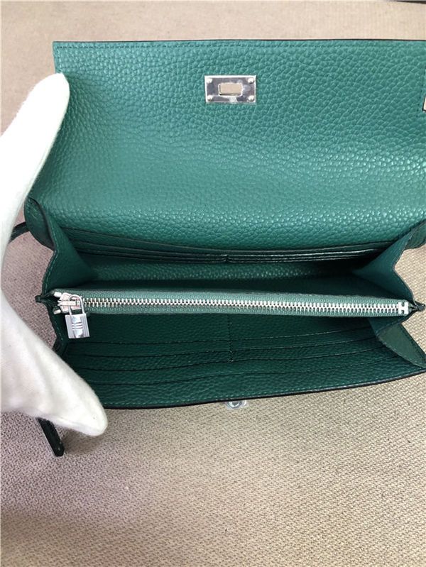 Hermes Kelly Classic Wallet Calfskin In Dk-Green High