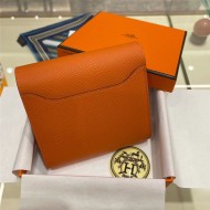 Hermes Constance Compact Wallet Epsom Leather Orange High