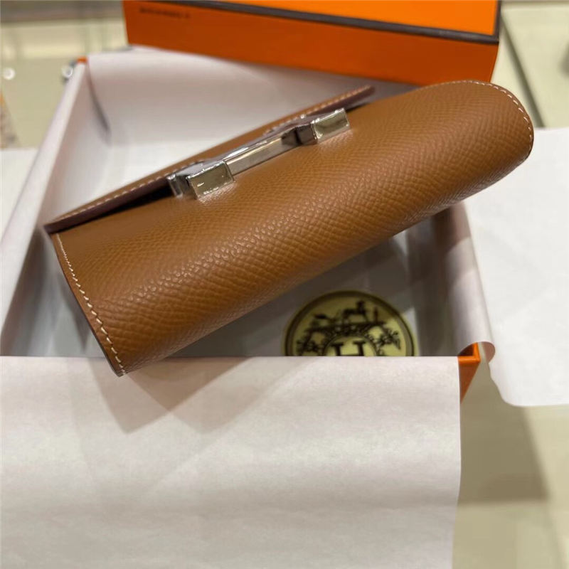 Hermes Constance Compact Wallet Epsom Leather Camel High