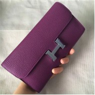 Hermes Constance Long Wallet Calfskin In Purple High