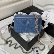 Chanel Vanity with Chain Denim Gold Metal Blue AP3204 A