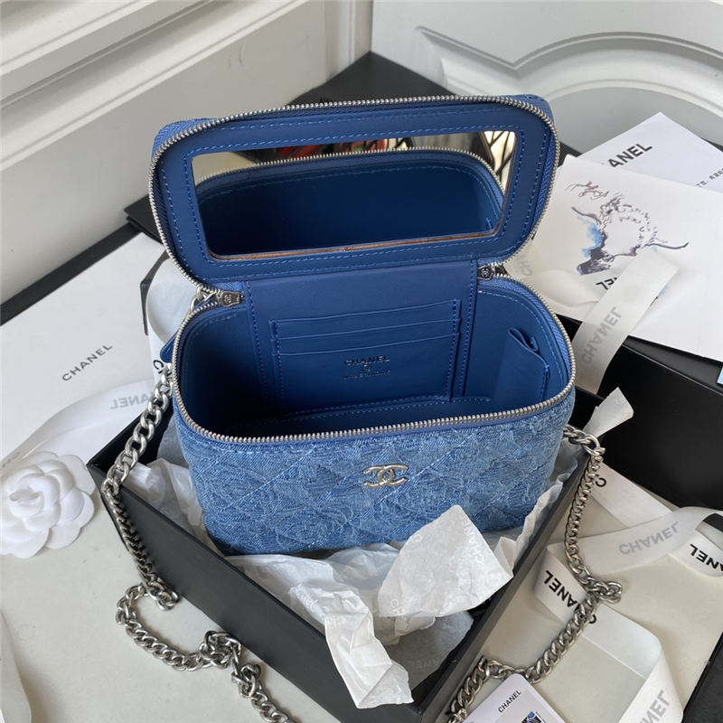 Chanel Vanity with Chain Denim Gold Metal Blue AP3204 A