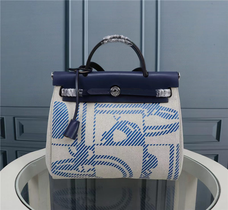 Hermes Herbag 31 Blue Navy High