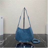 Prada Cleo satin bag with crystals 1BC169 Blue High