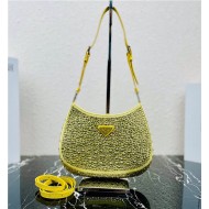 Prada Cleo satin bag with crystals 1BC169 Yellow High