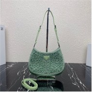 Prada Cleo satin bag with crystals 1BC169 Green High