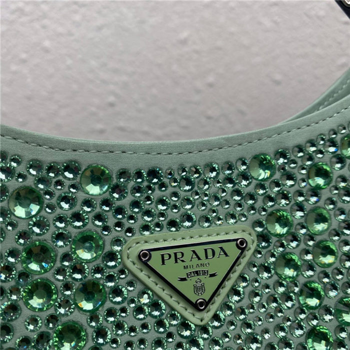 Prada Cleo satin bag with crystals 1BC169 Green High