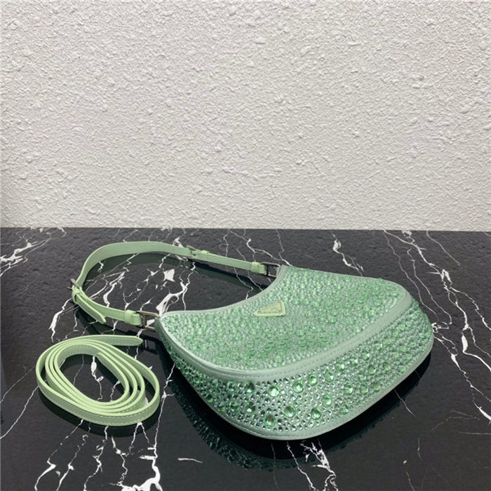 Prada Cleo satin bag with crystals 1BC169 Green High