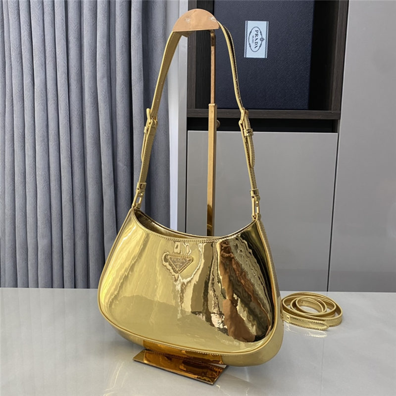 Prada Cleo brushed leather shoulder bag 1BC169 Gold High