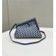 Fendi First Small Braided Leather Bag Blue/White Silver-Metal High