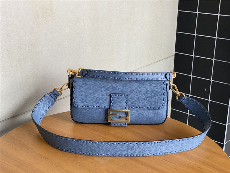 BAGUETTE Selleria bag with oversized topstitching Blue High