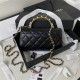 FLAP PHONE HOLDER WITH CHAIN AP3512 Lambskin, Imitation Pearls, Strass & Gold-Tone Metal Black A