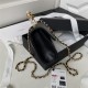 FLAP PHONE HOLDER WITH CHAIN AP3512 Lambskin, Imitation Pearls, Strass & Gold-Tone Metal Black A