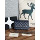 Classic Wallet on Chain AP0250 Lambskin Navy Silver Metal B