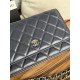 Classic Wallet on Chain AP0250 Lambskin Navy Silver Metal B