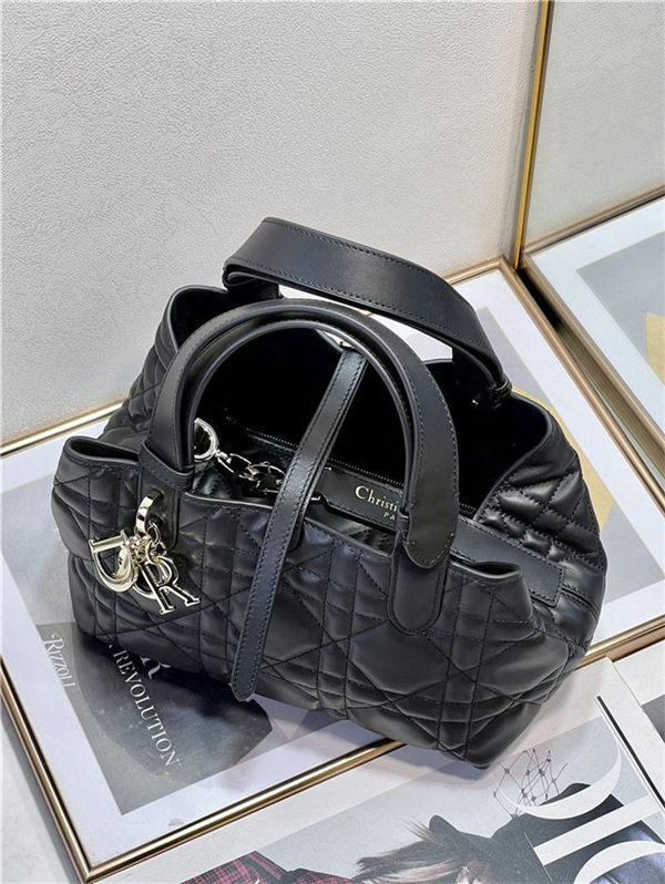 DIOR TOUJOURS BAG SMALL Macrocannage Calfskin Black High