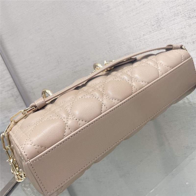 LADY D-JOY BAG SMALL Cannage Lambskin Beige High