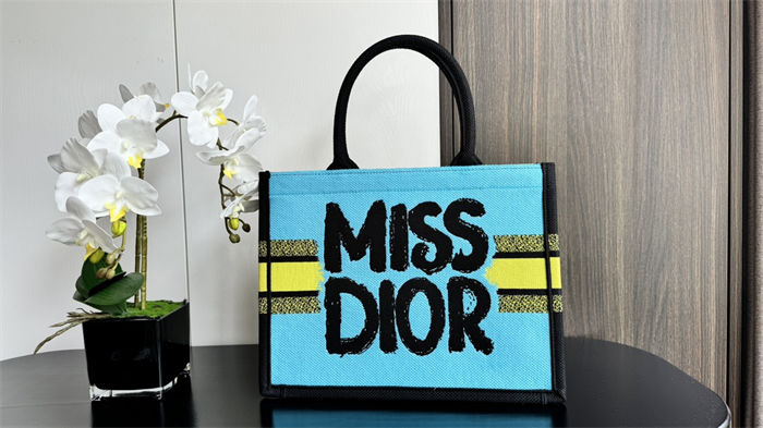 MEDIUM Dior BOOK TOTE Miss Dior Graffiti Embroidery High