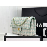 Chanel Medium Classic Flap Bag Tweed Green High