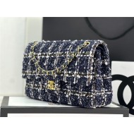 Chanel Medium Classic Flap Bag Tweed Navy-Blue High