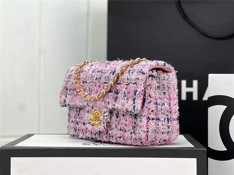 Chanel Mini Classic Flap Bag Tweed Pink/Blue High