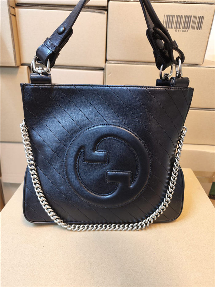 Gucci BLONDIE SMALL TOTE BAG Leather 751518 Black High