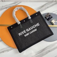 RIVE GAUCHE TOTE BAG IN RAFFIA AND LEATHER High