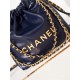 Chanel 22 MINI HANDBAG Shiny Calfskin Navy & Gold-Tone Metal AS3980 High