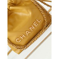 Chanel 22 MINI HANDBAG Shiny Calfskin Camel & Gold-Tone Metal AS3980 High