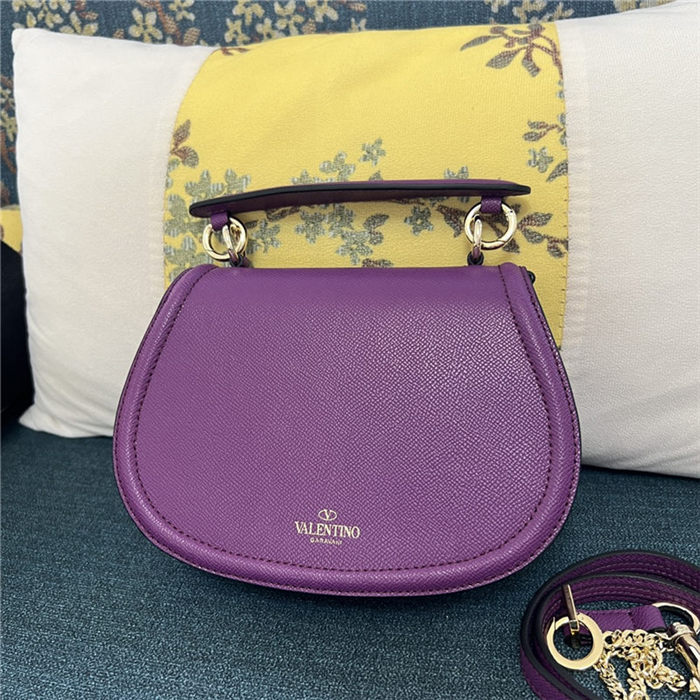 Valentino GARAVANI VSLING SHOULDER BAG IN GRAINY CALFSKIN Purple High