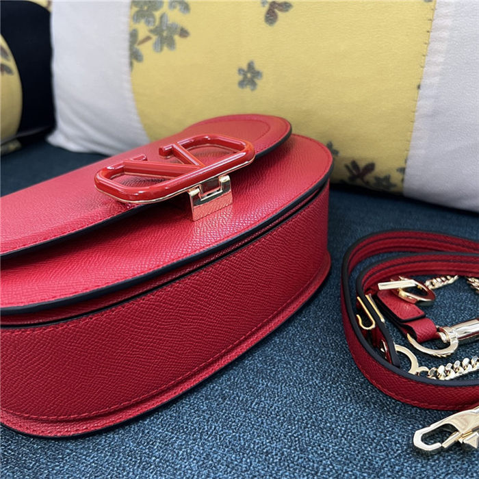 Valentino GARAVANI VSLING SHOULDER BAG IN GRAINY CALFSKIN Red High