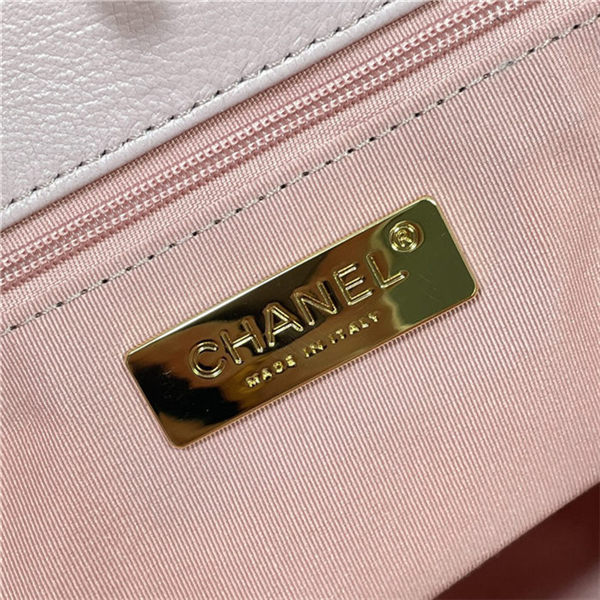 Chanel 19 SHOPPING BAG Shiny Lambskin, Gold-Tone, Silver-Tone & Ruthenium-Finish Metal AS3660 Pink High