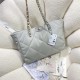 Chanel 19 SHOPPING BAG Shiny Lambskin, Gold-Tone, Silver-Tone & Ruthenium-Finish Metal AS3660 Grey High