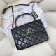 SMALL FLAP BAG WITH TOP HANDLE Lambskin Gold Metal A92236 Black A