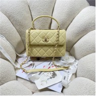 SMALL FLAP BAG WITH TOP HANDLE Lambskin Gold Metal A92236 Light Yellow A