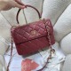 SMALL FLAP BAG WITH TOP HANDLE Lambskin Gold Metal A92236 Burgundy A