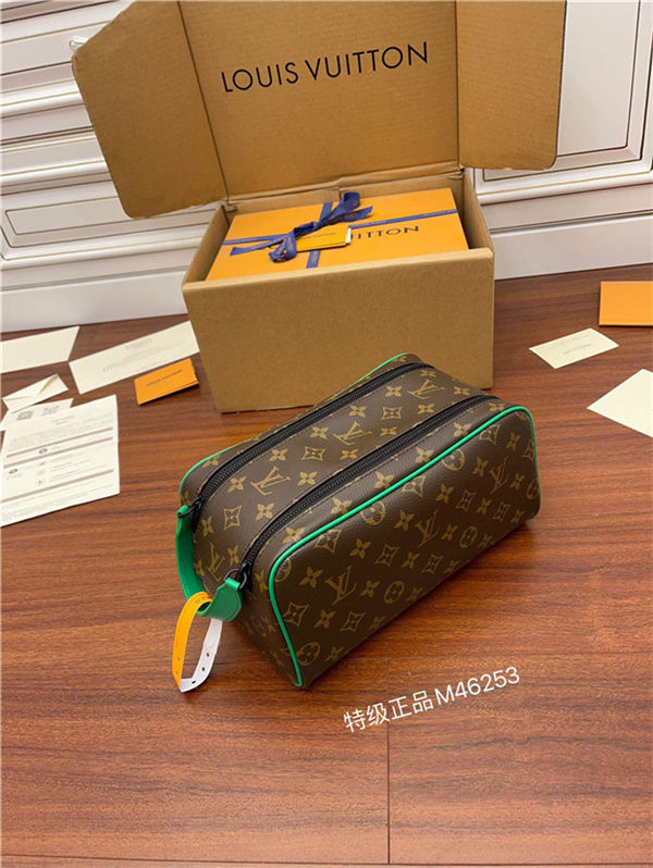 Louis Vuitton DOPP KIT TOILET POUCH Monogram Macassar coated canvas M46253 Top