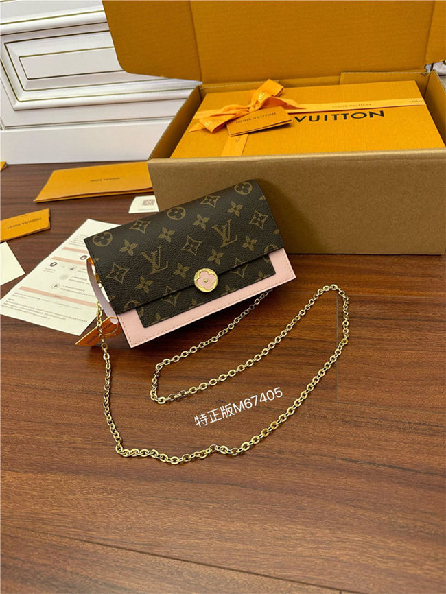 Louis Vuitton FLORE CHAIN WALLET M67405 Rose Ballerine Top