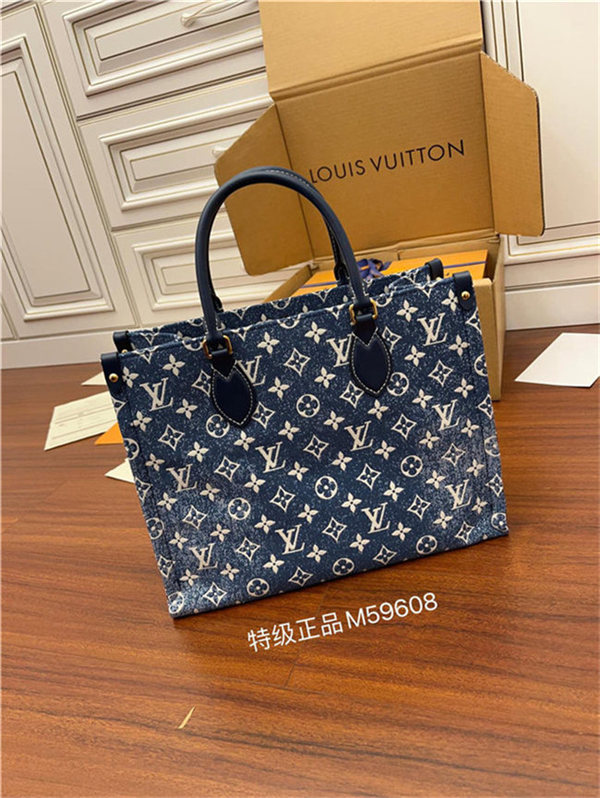 Louis Vuitton ONTHEGO MM Monogram Jacquard Denim Blue M59608 Top