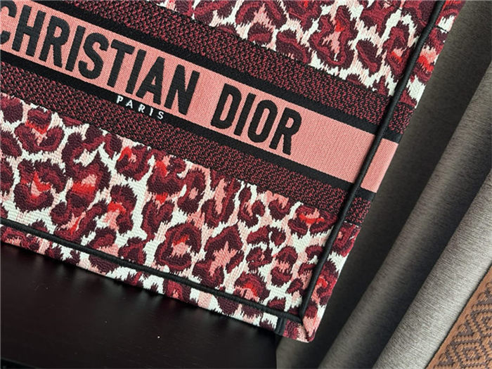 MEDIUM Dior BOOK TOTE Multicolor Mizza Embroidery Burgundy High