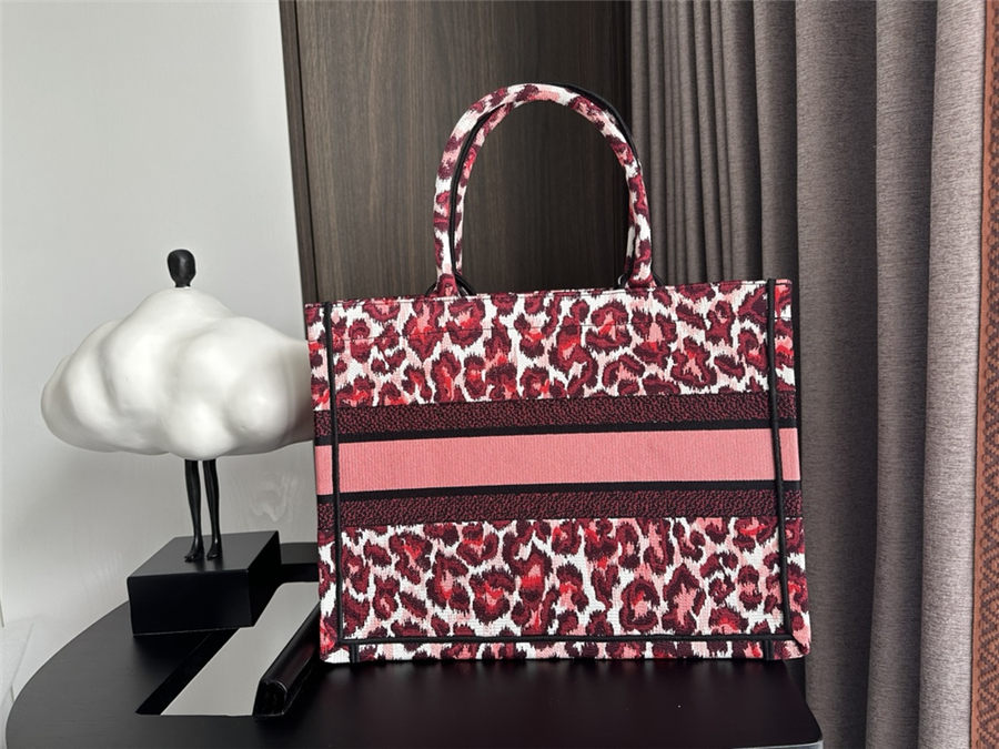 MEDIUM Dior BOOK TOTE Multicolor Mizza Embroidery Burgundy High